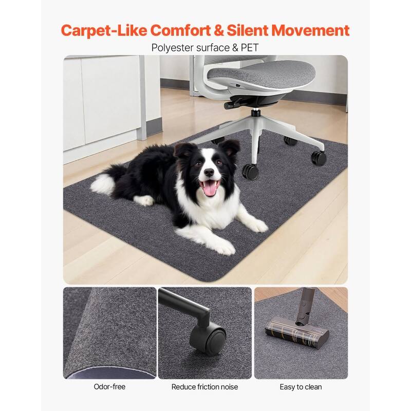 Dark Grey Gaming Chair Mat 55x35 in Polyester Non-Slip Floor Protector