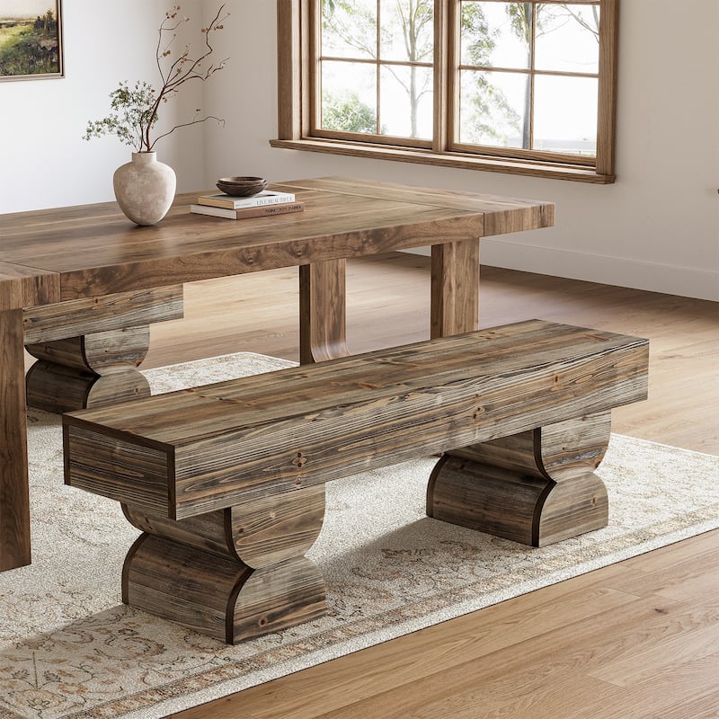 Solid Wood Dining Bench, 59-Inch Dining Bench, Farmhouse Kitchen Stool