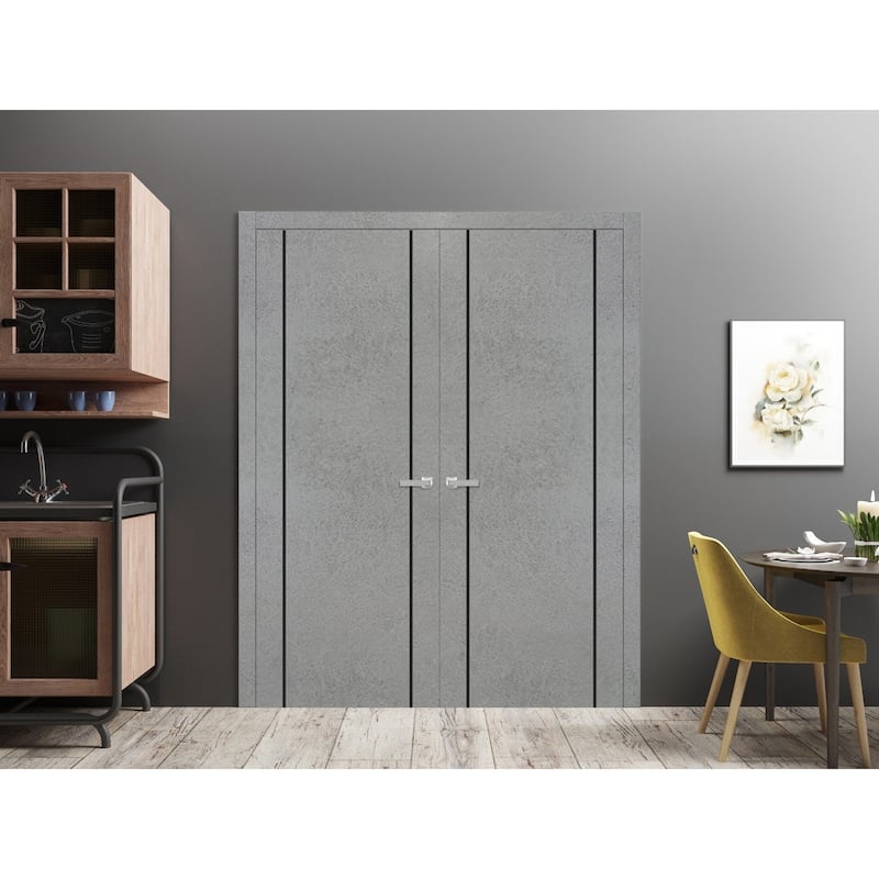 Slab Barn Door Panel 28 x 80 Planum 0016 Concrete with Sturdy Finished