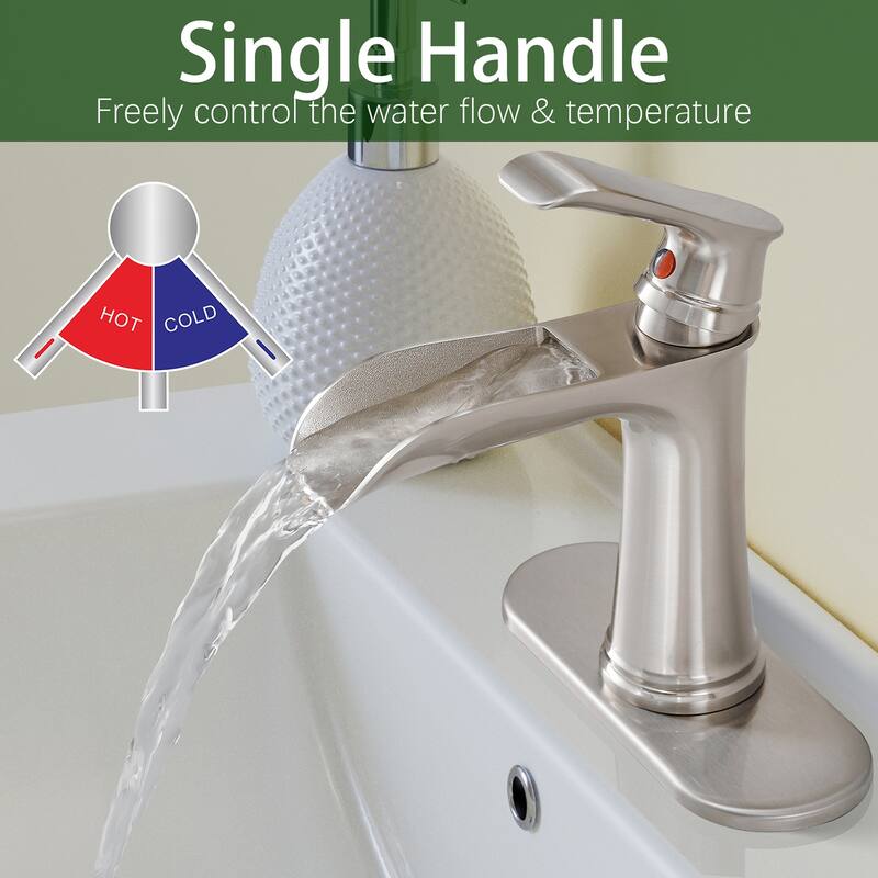 Topcraft Single Handle Waterfall Bathroom Faucet with Baseplate