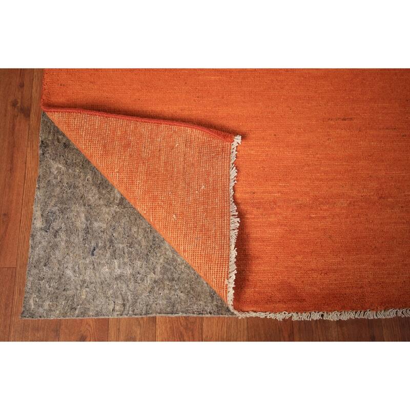Orange Modern Gabbeh Area Rug Handmade Wool Carpet - 8'9" x 11'7"