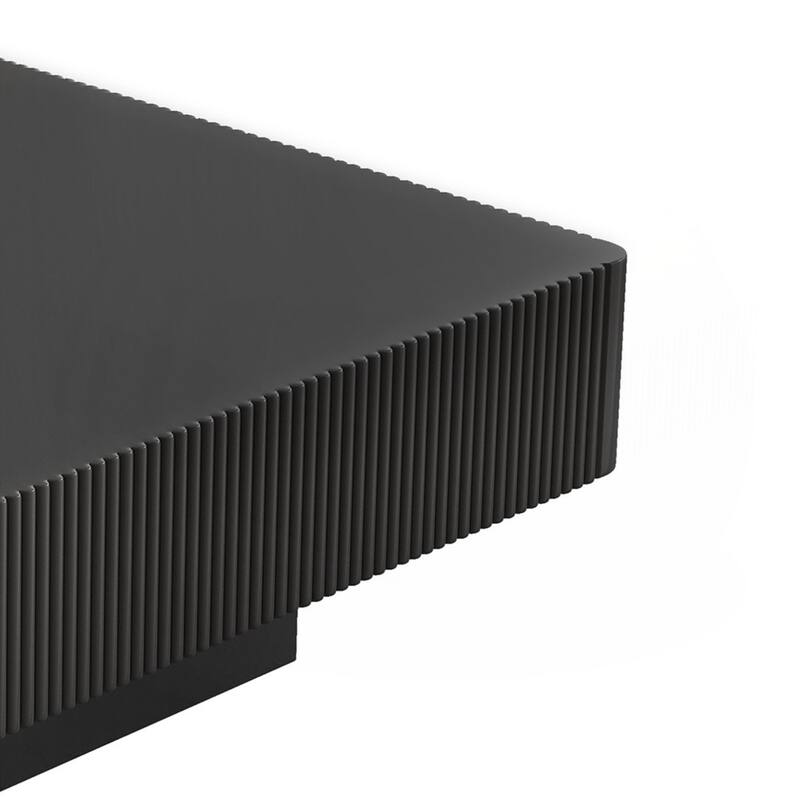 31.6" Elegant Square Fluted Coffee Table with 7.1" Thick Tabletop