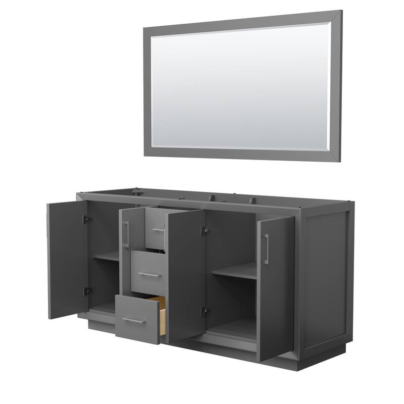 Strada 66-Inch Double Vanity Cabinet, 58-Inch Mirror
