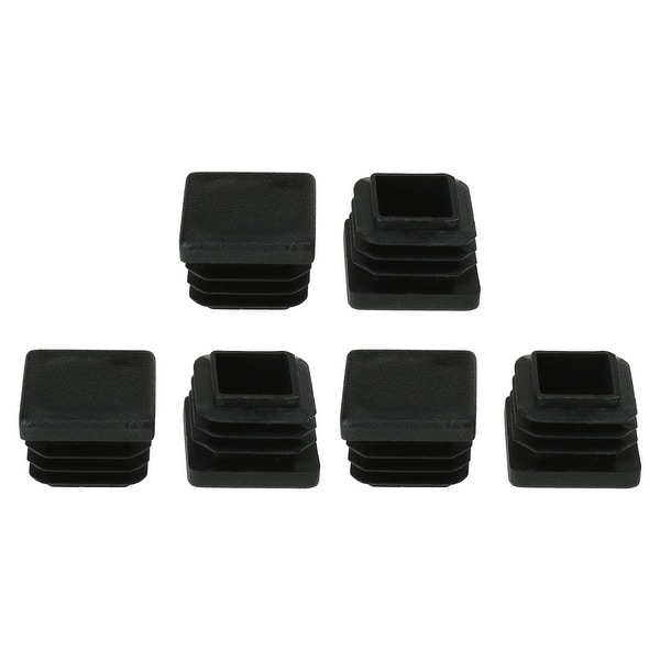 22 x 22mm Plastic Square Ribbed Tube Inserts End Cover Cap 6pcs, for 0.75" to 0.83" Inner Size