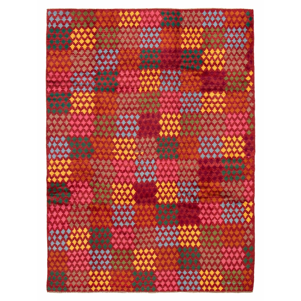 ECARPETGALLERY Hand-knotted Akhjah Red Wool Rug - 6'10 x 9'2