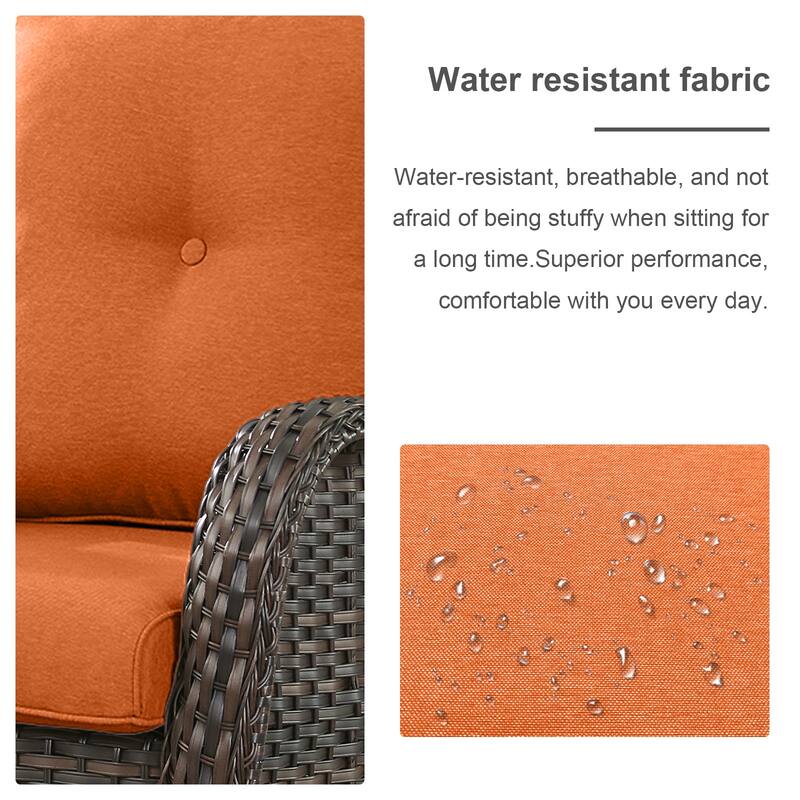 ArcoBay Wicker PE Rattan Outdoor Patio Swivel Glider Chairs with 4'' Olefin Cushions (2-Pack)