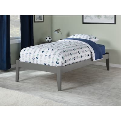 Concord Twin XL Platform Bed with Footboard in Grey