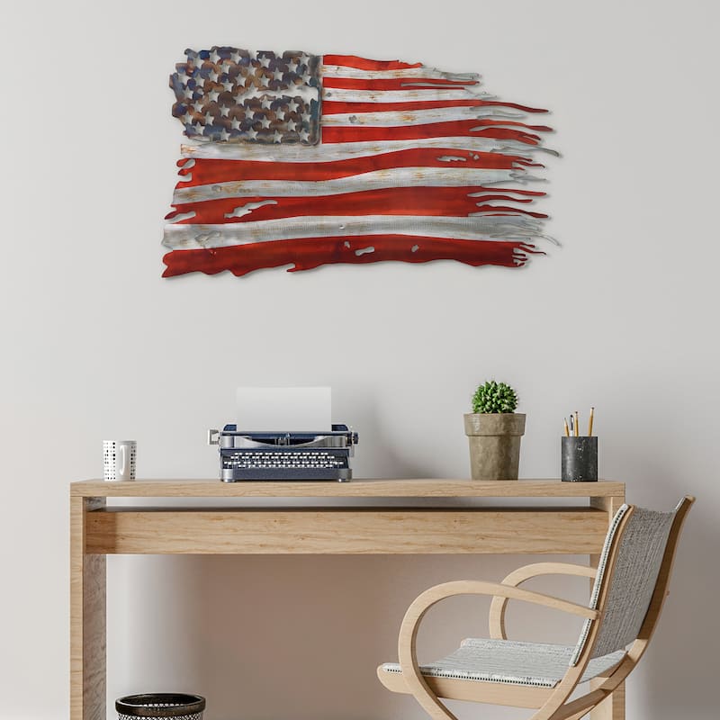 Colorful Hand Painted Etched Metal Wall Sculpture