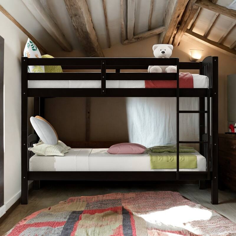 Elegant Twin Over Twin Bunk Bed with Ladder, Save Space or Split Into 2 Beds, Versatility Galore