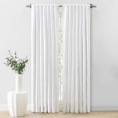 Herringbone Premium 100% Cotton Lined Rod Pocket W Back Tabs Single Curtain Panel