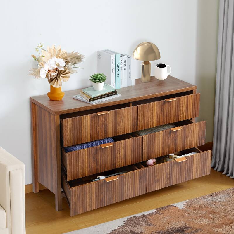 Wooden 6 Drawer Storage Dresser Cabinet/Chest of Drawers