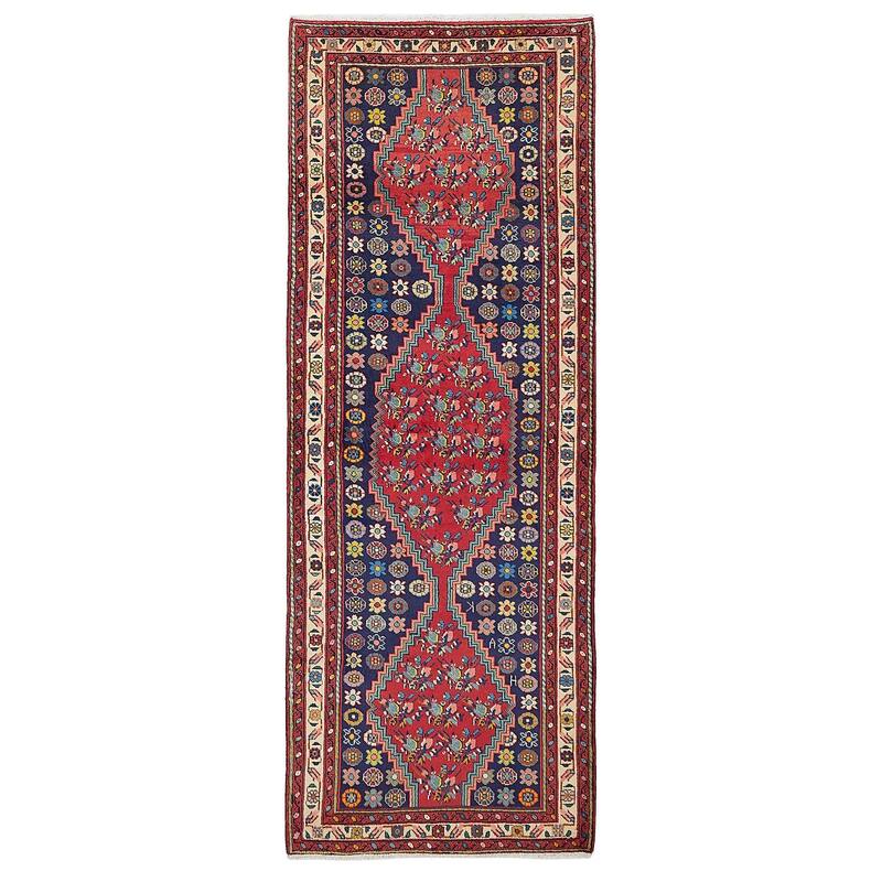 ECARPETGALLERY Hand-knotted Anatolian Vintage Navy, Red Wool Rug - 3'8 x 10'4