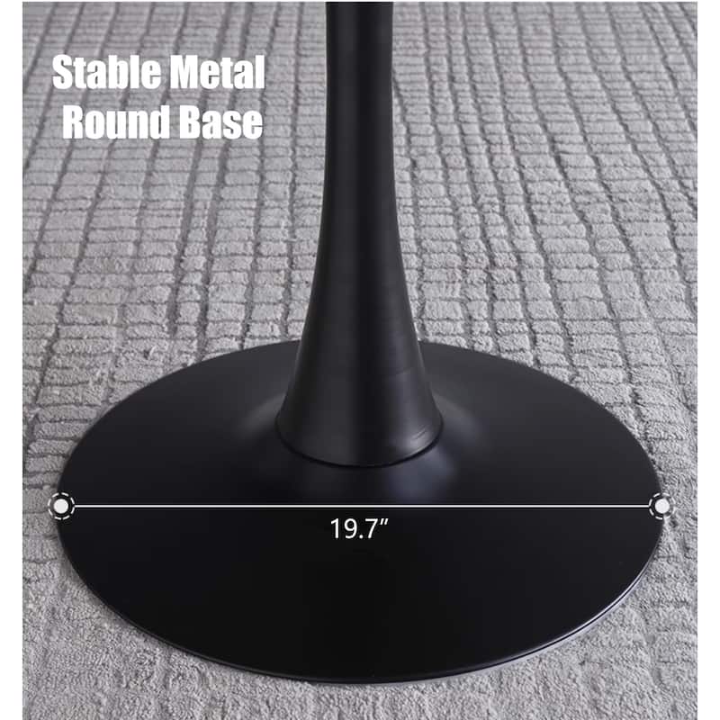 Square Dining Table, 27.6" Tulip Table with Thickened Edge Decor Tabletop & Metal Pedestal, Mid Century Modern Bistro Table