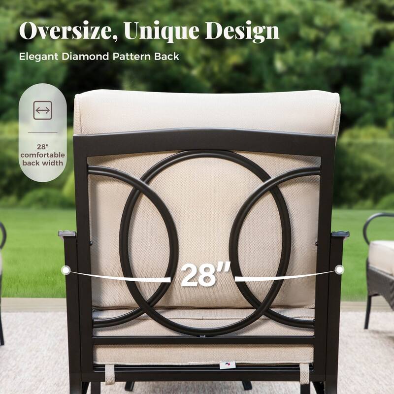 MAISON ARTS 4-Piece Rattan Wicker Patio Furniture Set with Swivel Chairs, Metal Frame & Coffee Table for Outdoor Spaces