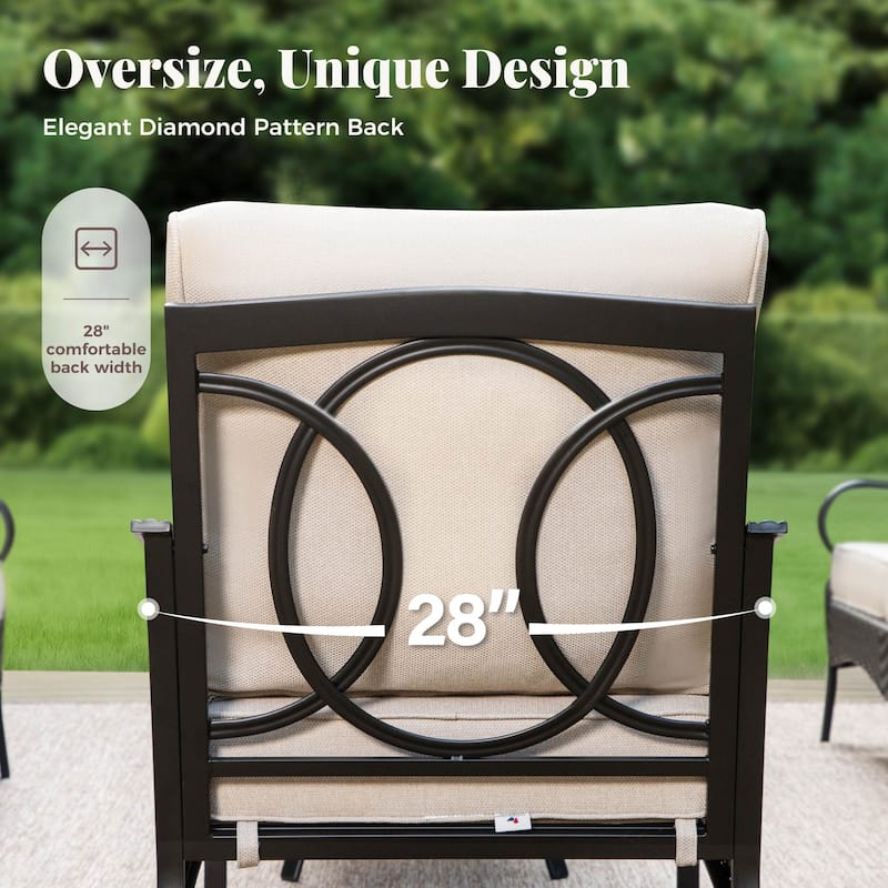 MAISON ARTS 4-Piece Rattan Wicker Patio Furniture Set with Swivel Chairs, Metal Frame & Coffee Table for Outdoor Spaces