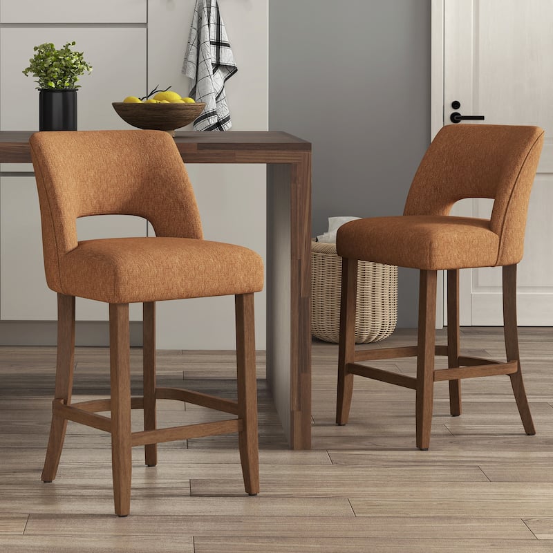 Set of 2/4/6,Upholstered Counter Height Bar Stools,Modern Counter Stools with Wood Legs for Kitchen Island Dining Room Bar