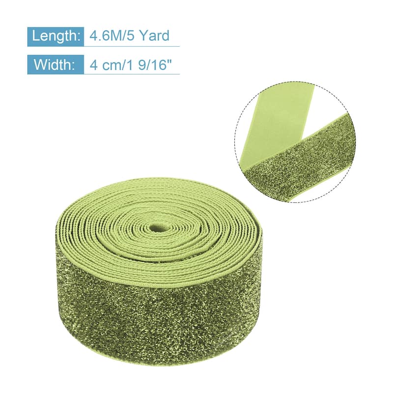 Metallic Glitter Velvet Ribbon for Gift Wrapping - Grass Green - 1 9/16"x 5 Yard