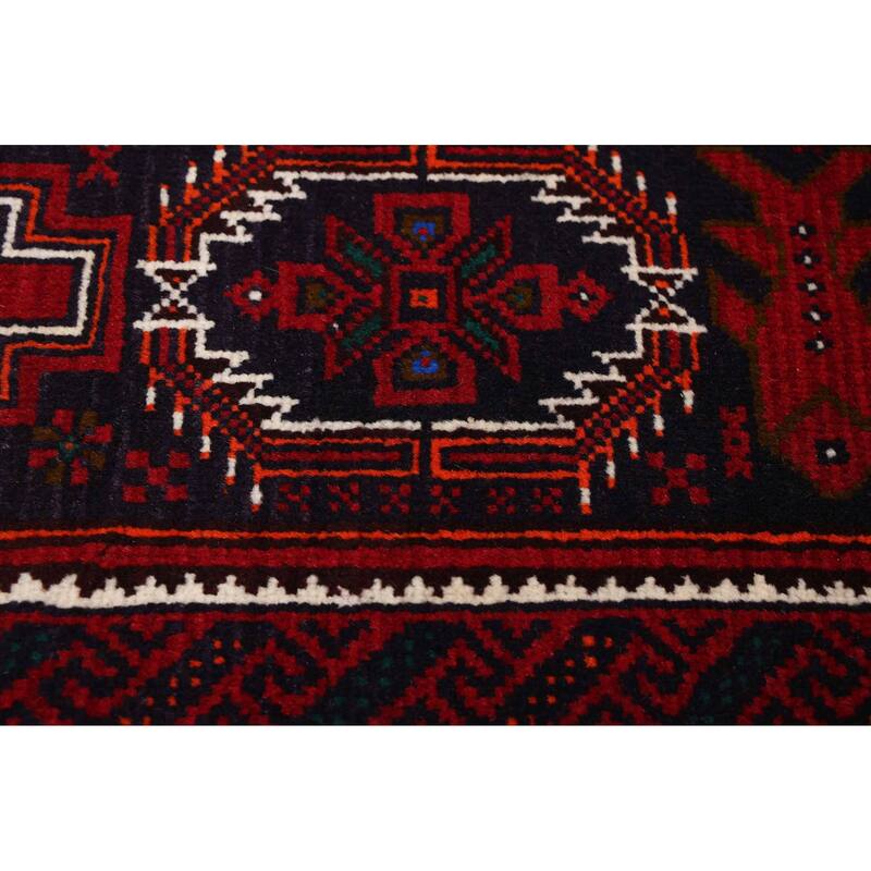 ECARPETGALLERY Hand-knotted Teimani Dark Navy, Red Wool Rug - 3'7 x 6'4