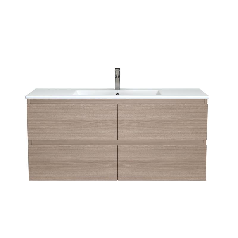 CB HOME 24''/30''/36''/48''/60'' Wall Mounted Bathroom Vanity with Sink, OAK Floating Bathroom Vanity Cabinet with Sink,Drawers.