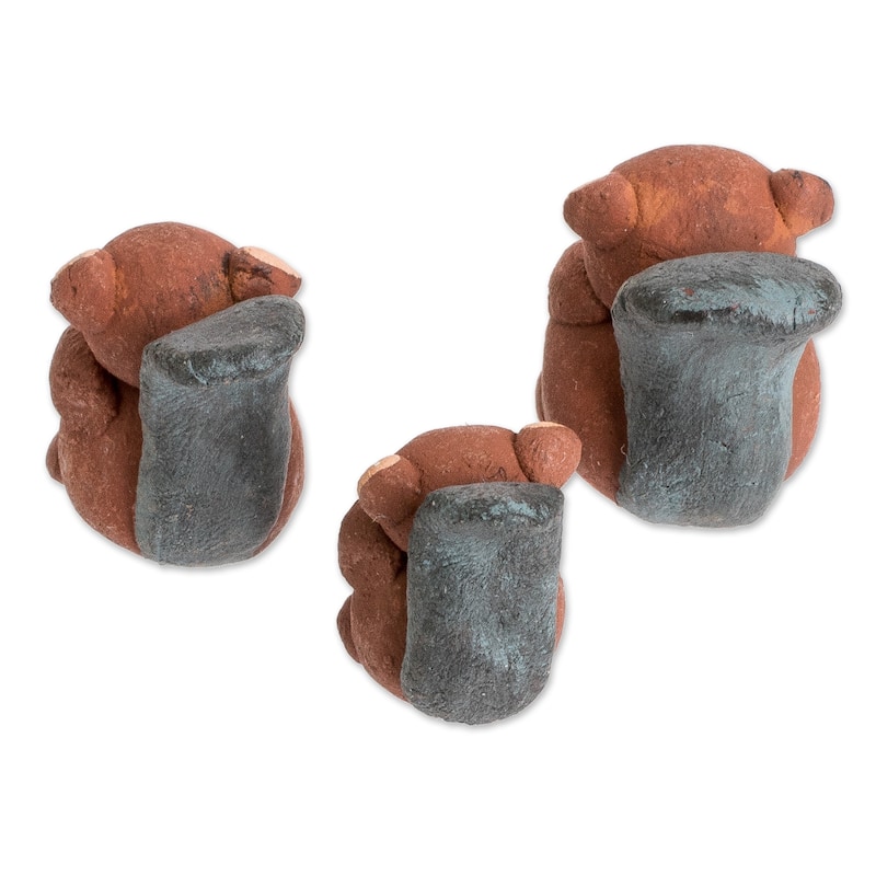 Novica Handmade Beaver Family Ceramic Figurines (Set Of 3)