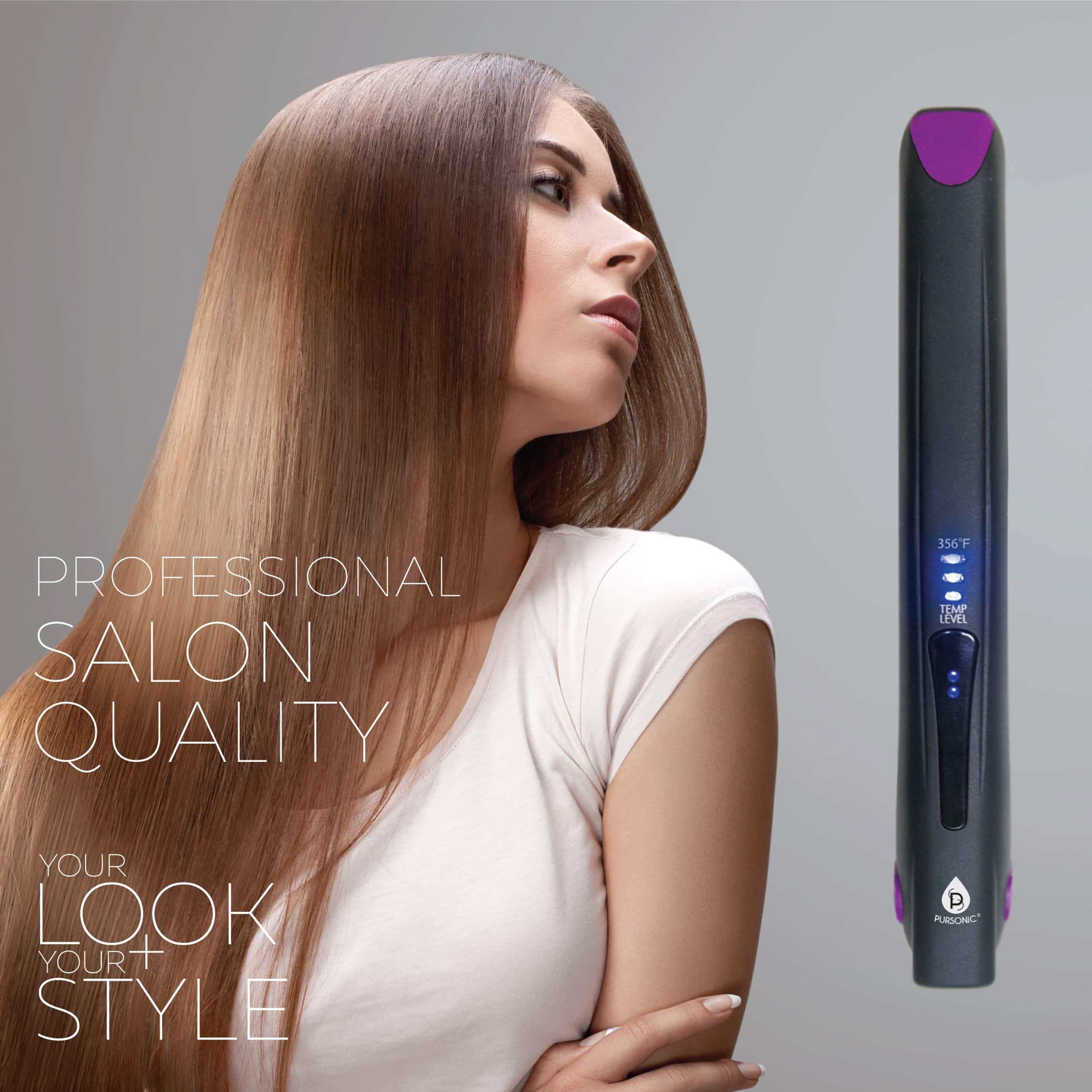 Pursonic USB Rechargeable Hair Straightener in Black and Purple Bed Bath & Beyond 36337611