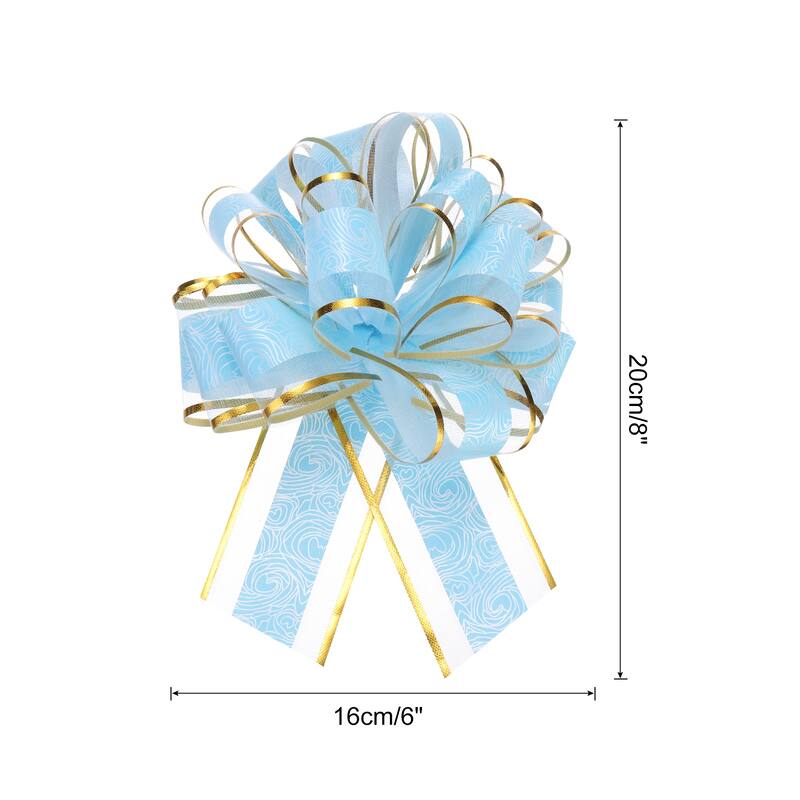 20pcs Large Pull Bow Gift Wrapping Bows Ribbon Organza for Wedding - Light Blue - 6 Inch