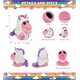 preview thumbnail 2 of 4, DolliBu Sparkle Eyes Pink Dinosaur Unicorn Plush Stuffed Animal Toy - 6 inches