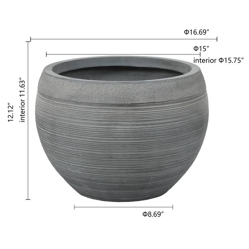 Pottery-Style Round MgO Planter, Indoor/Outdoor
