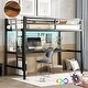 preview thumbnail 1 of 10, Black Twin XL Size Metal Loft Bed with Power Outlet & LED Light Twin XL - Black