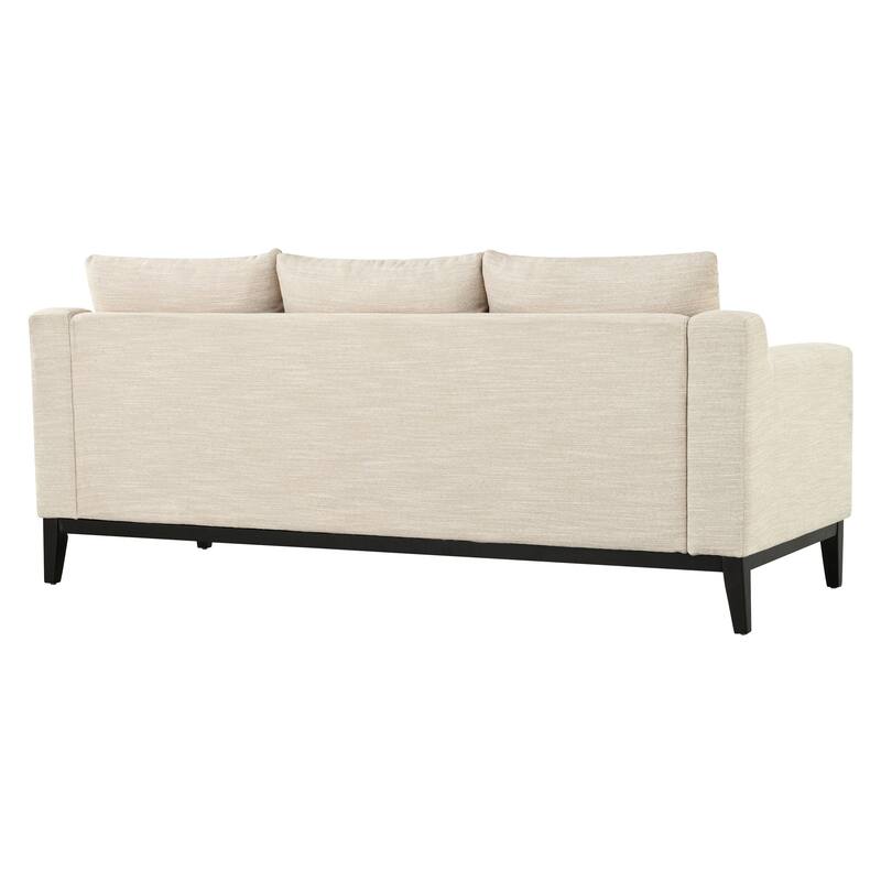 3 Seat Fabric Sofa, Couch Upholstered Leisure Couches with Deep Seats, Modern Square Arms Sofa with Wooden Legs
