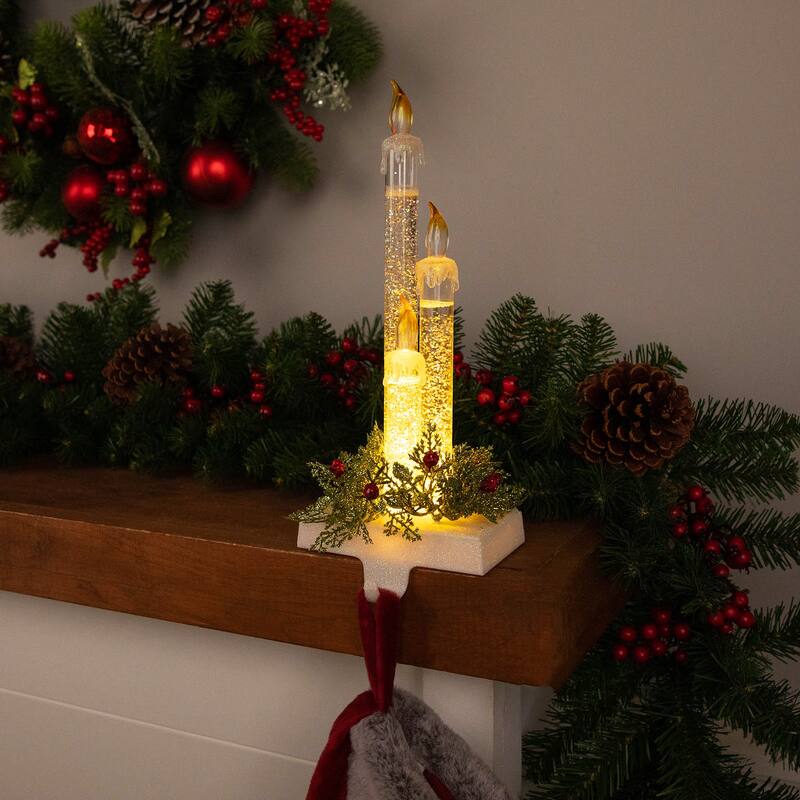 9" Battery Operated LED Lighted Candle Christmas Stocking Holder