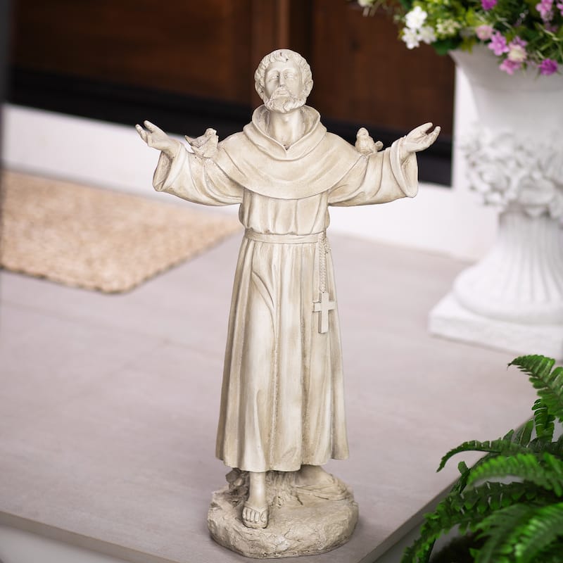 St. Francis of Assisi with Birds Outdoor Garden Statue - 24"