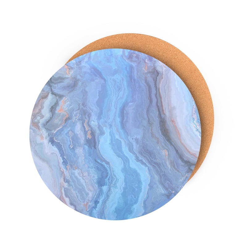 Dainty Home Marble Cork Placemat Set of 6 15" x 15" in Blue
