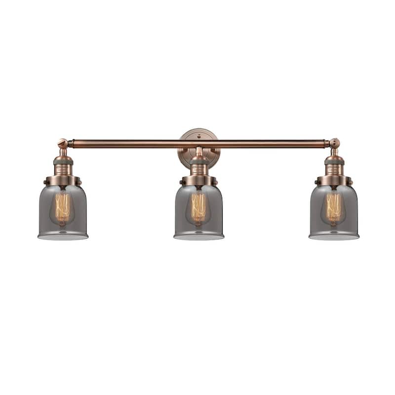 Innovations Lighting Small Bell 3 Light 30" Wide Bathroom Vanity Light - Antique Copper / Plated Smoked