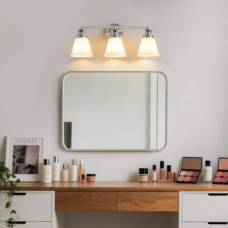 Modern Vanity Lights 3/4 Light Bathroom Dimmable Light Fixture Wall Sconce with Glass Shades