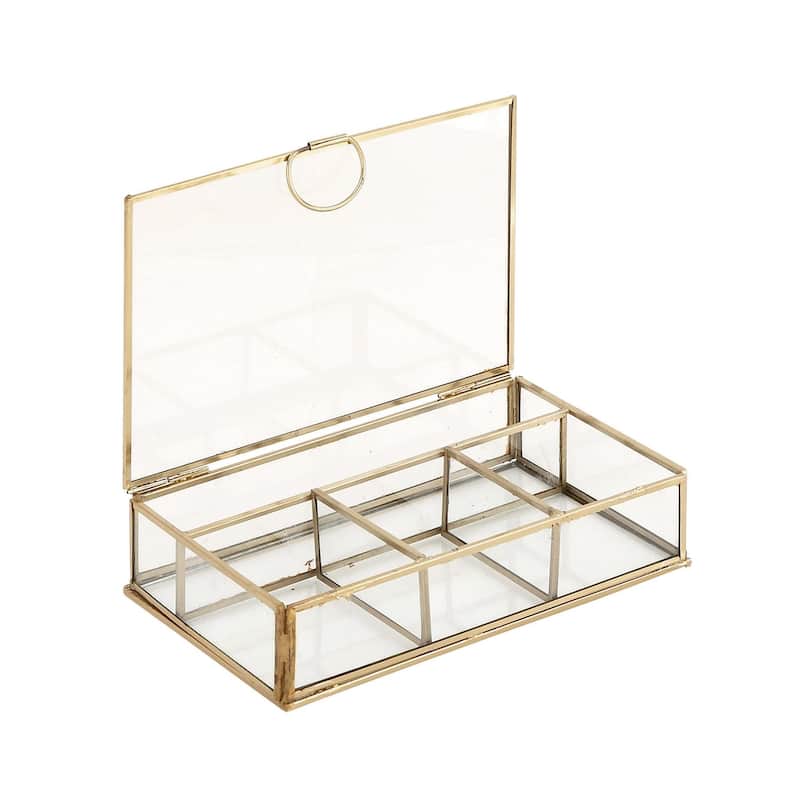 Glass Decorative Jewelry Box with Clear Glass - Gold - CosmoLiving by Cosmopolitan
