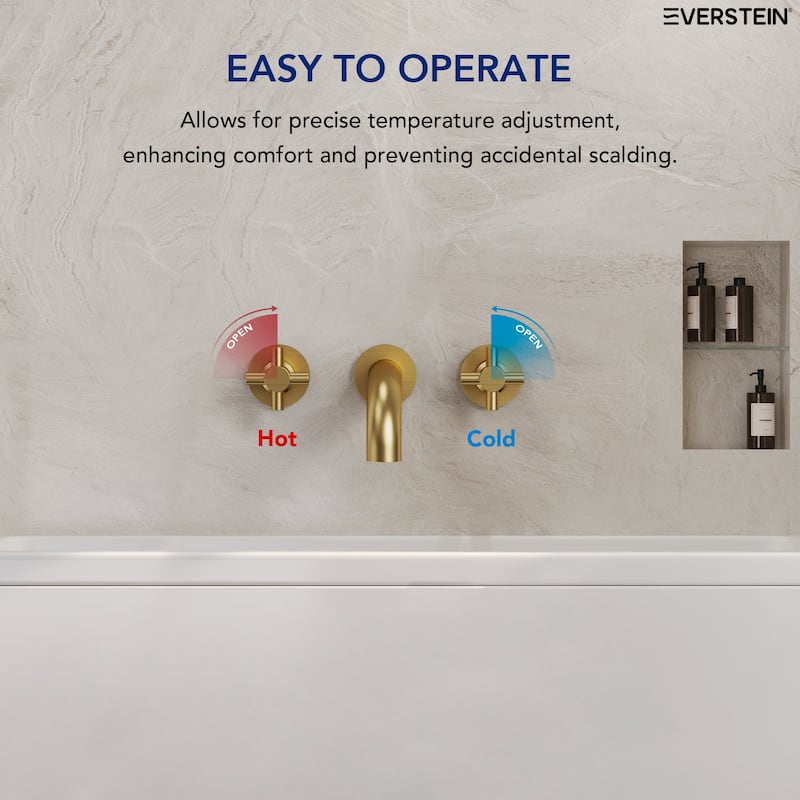 Double Handle Wall Mounted Tub Filler High Flow Tub Faucet Trim