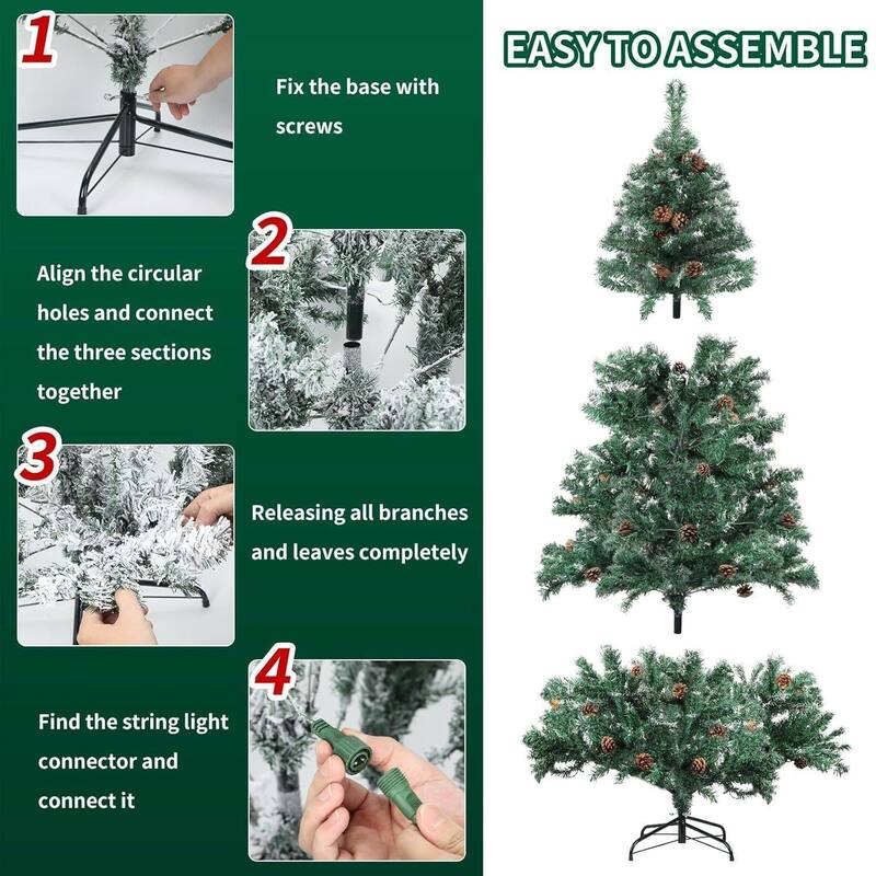 6.5ft Pre-Lit Artificial Christmas Tree with Topper Star - 6.5 ft