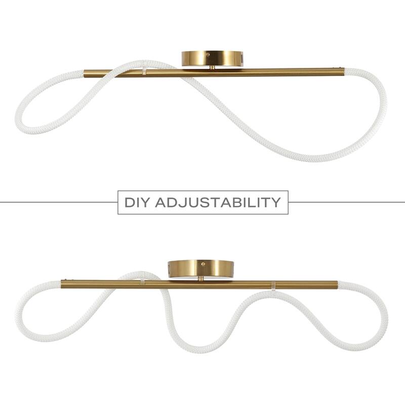 Lisette Contemporary Minimalist 360 Adjustable Silicone Neon Rope Dimmable Linear Integrated LED Flush Mount, by JONATHAN Y