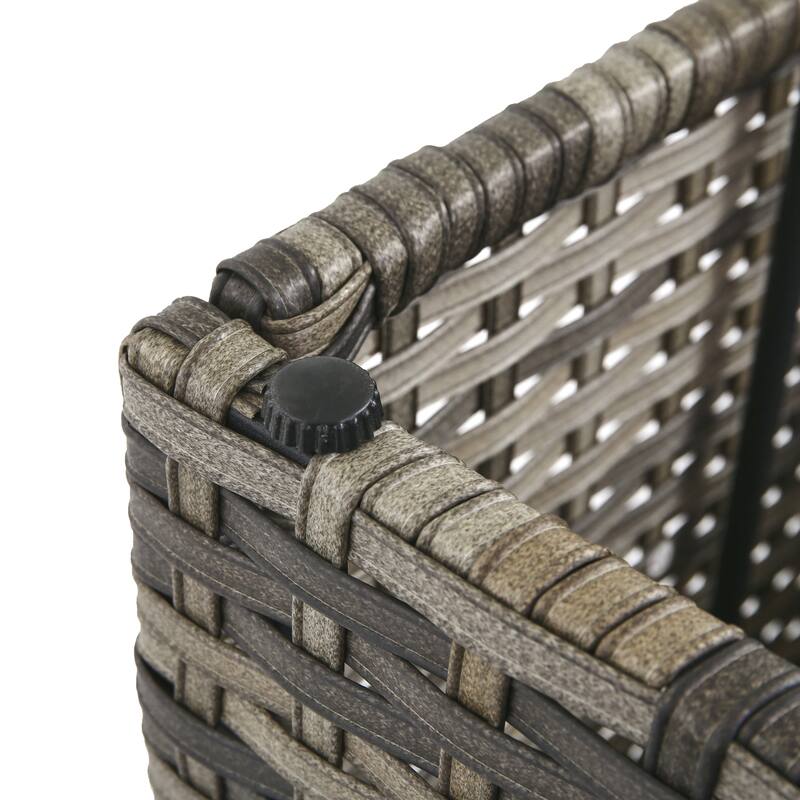 Outdoor Wicker Square Storage Ottoman with Plush Cushion