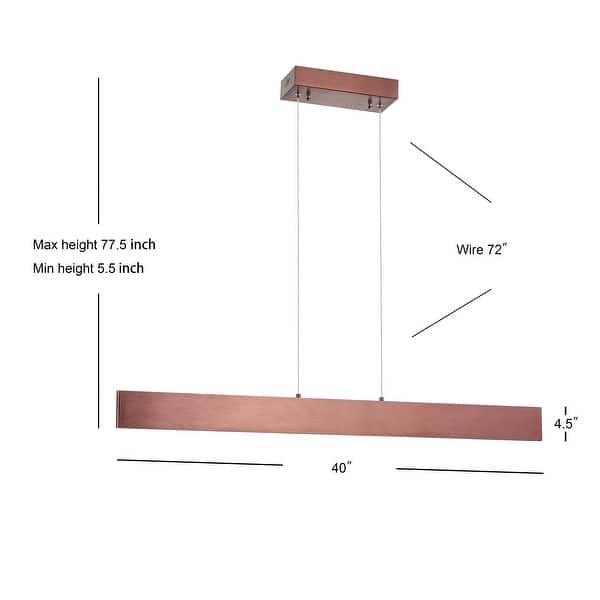 dimension image slide 6 of 11, Julian 40" Dimmable Adjustable Integrated LED Metal Linear Pendant, by JONATHAN Y