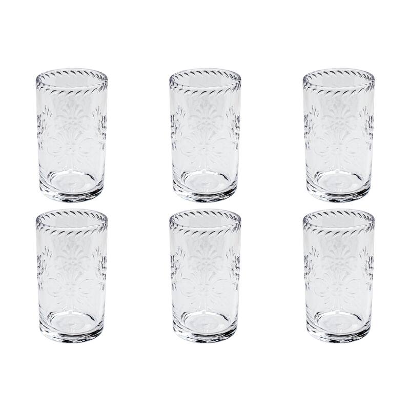 Abode Homewares Talavera Acrylic Drinking Glass - 18 oz - Set of 6 - Clear