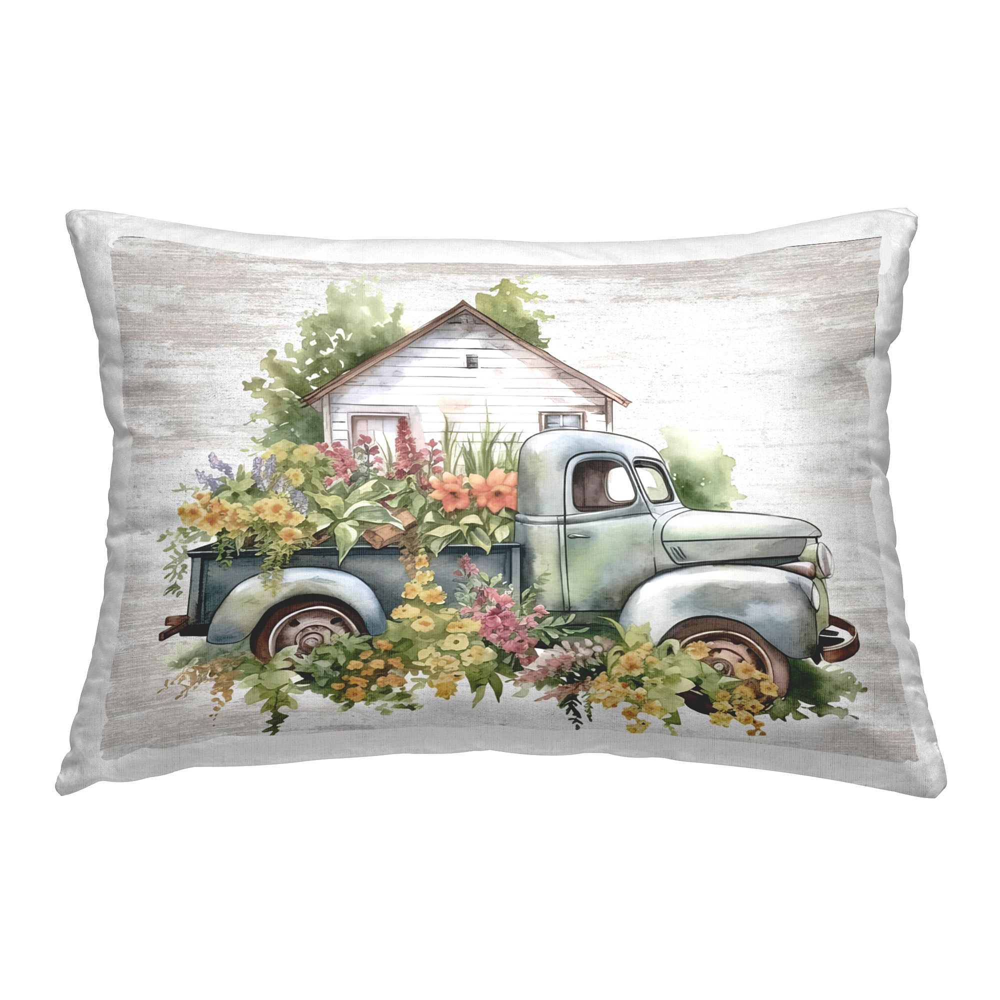Stupell Country Floral Truck Decorative Printed Throw Pillow Design by Lettered and Lined