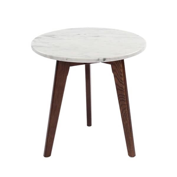 Carson Carrington Tang 15-inch Round Italian Carrara Marble Table - 15.5"L x 15.5"W x 15.5"H