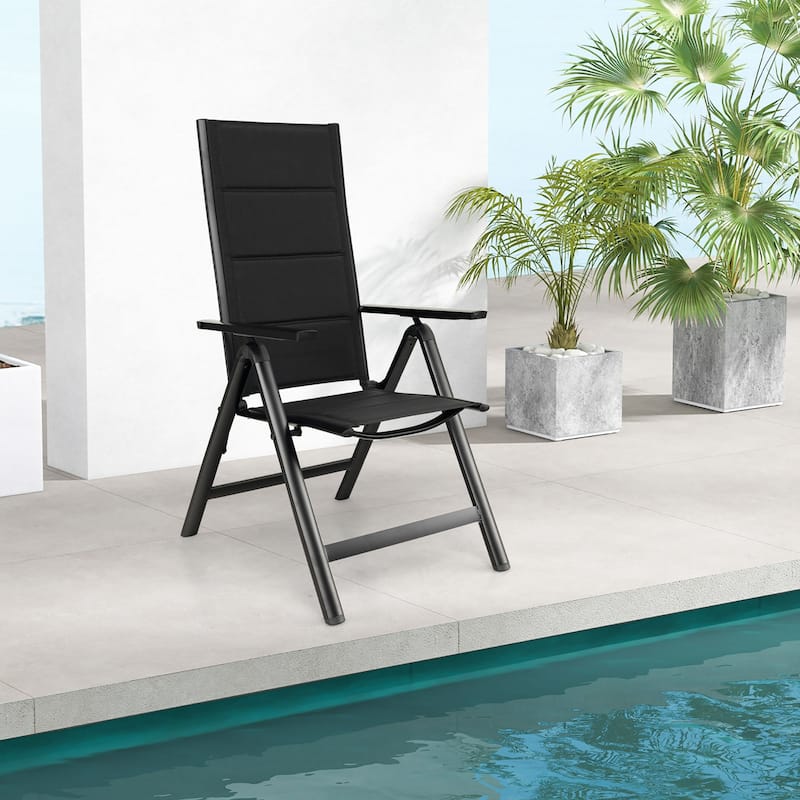 Gymax Patio Folding Chairs Lightweight Outdoor Dining Chairs w/ Padded - Black