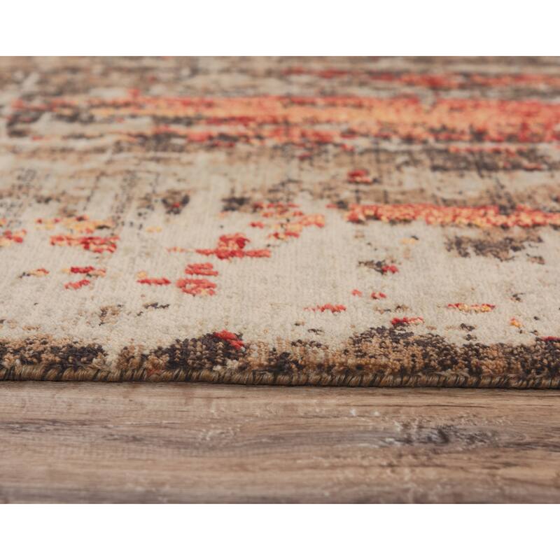 Alora Decor Alure Beige, Brown, and Red Abstract Wool Blend Rug