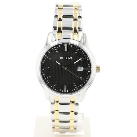 Bulova Men's 98B237 Two-tone Stainless Black Dial Bracelet Watch