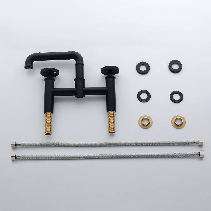Double Handle Widespread Bathroom Faucet Matte Black Two Hole Bridge Sink Faucet For Kitchen Bathroom Basin Vanity Taps