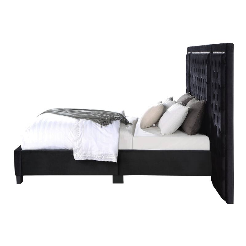 Shiloh Black Platform Bed with Button Tufted