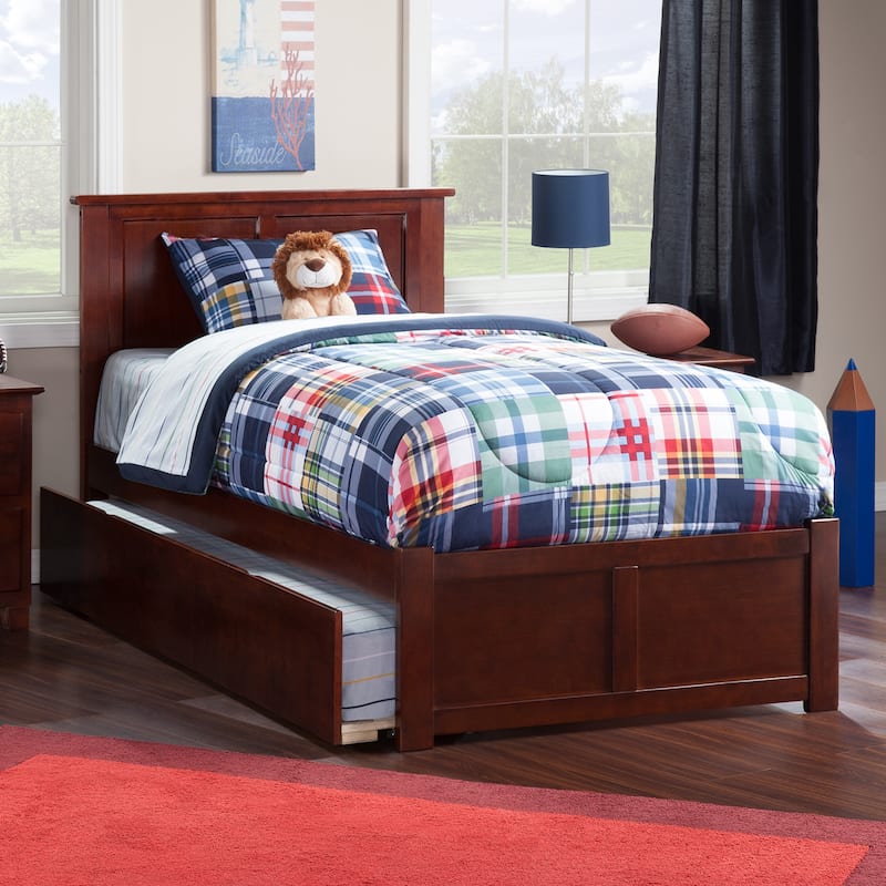 AFI Madison Platform Bed with Footboard & Twin XL Trundle - Walnut - Twin XL